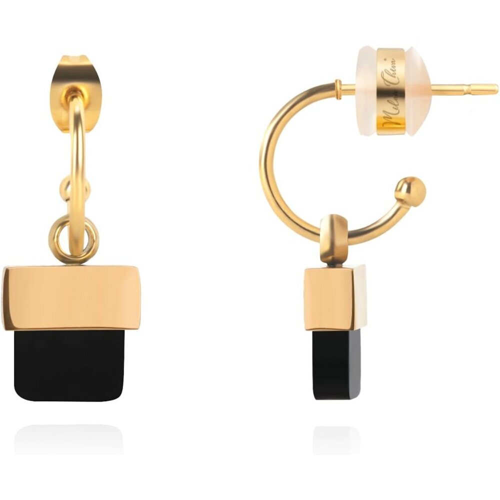Hypoallergenic Gold & Black Dangle Earrings - Trendy Leverback Design for Women